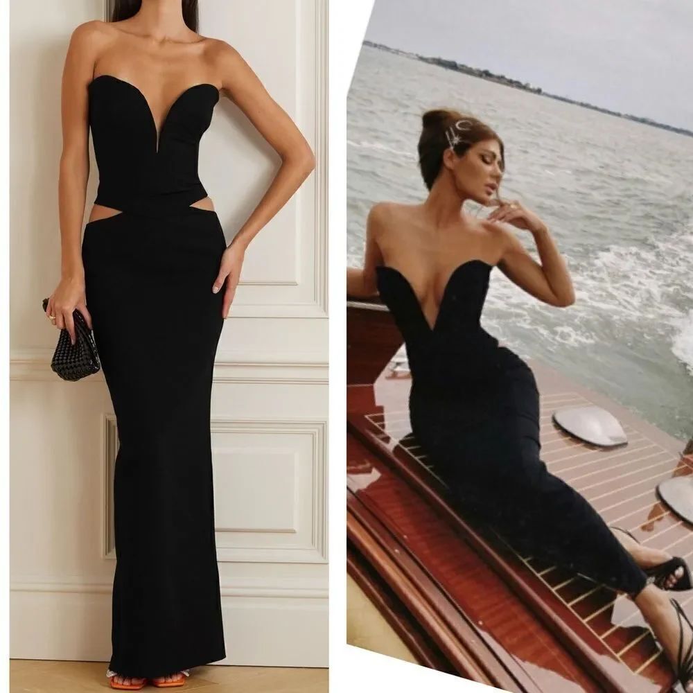 NWOT House Of Cb Martinez Maxi Black Skirt Cut Out Size S